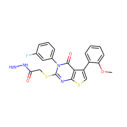 COc1ccccc1-c1csc2nc(SCC(=O)NN)n(-c3cccc(F)c3)c(=O)c12 ZINC000028355237