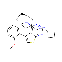 COc1ccccc1-c1csc2ncnc(N3[C@H]4CC[C@H]3CC(CNC3CCC3)C4)c12 ZINC000146620326