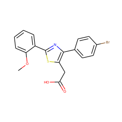 COc1ccccc1-c1nc(-c2ccc(Br)cc2)c(CC(=O)O)s1 ZINC000002955989