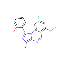 COc1ccccc1-c1nc(C)c2nnc3c(OC)cc(F)cc3n12 ZINC000084713008