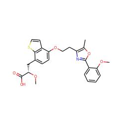COc1ccccc1-c1nc(CCOc2ccc(C[C@H](OC)C(=O)O)c3sccc23)c(C)o1 ZINC000040411389