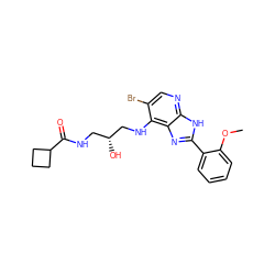 COc1ccccc1-c1nc2c(NC[C@H](O)CNC(=O)C3CCC3)c(Br)cnc2[nH]1 ZINC000084617472