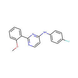 COc1ccccc1-c1nccc(Nc2ccc(F)cc2)n1 ZINC000004239364