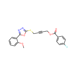 COc1ccccc1-c1nnc(SCC#CCOC(=O)c2ccc(F)cc2)o1 ZINC000006453670