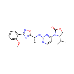 COc1ccccc1-c1noc([C@@H](C)Nc2nccc(N3C(=O)OC[C@@H]3C(C)C)n2)n1 ZINC000142075453