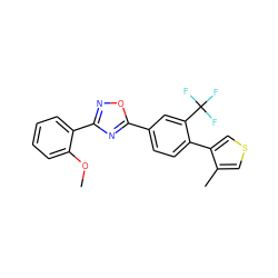 COc1ccccc1-c1noc(-c2ccc(-c3cscc3C)c(C(F)(F)F)c2)n1 ZINC000043204053