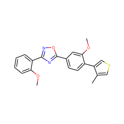 COc1ccccc1-c1noc(-c2ccc(-c3cscc3C)c(OC)c2)n1 ZINC000145311470