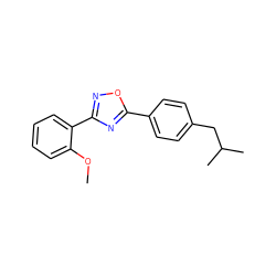 COc1ccccc1-c1noc(-c2ccc(CC(C)C)cc2)n1 ZINC000059240047