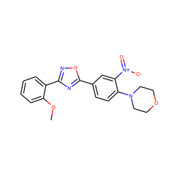 COc1ccccc1-c1noc(-c2ccc(N3CCOCC3)c([N+](=O)[O-])c2)n1 ZINC000008586807