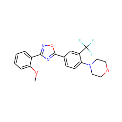 COc1ccccc1-c1noc(-c2ccc(N3CCOCC3)c(C(F)(F)F)c2)n1 ZINC000059239869