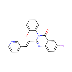 COc1ccccc1-n1c(/C=C/c2cccnc2)nc2ccc(I)cc2c1=O ZINC000009019633