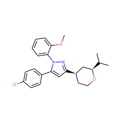 COc1ccccc1-n1nc([C@@H]2CCO[C@H](C(C)C)C2)cc1-c1ccc(Cl)cc1 ZINC000145122953