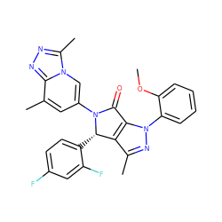 COc1ccccc1-n1nc(C)c2c1C(=O)N(c1cc(C)c3nnc(C)n3c1)[C@H]2c1ccc(F)cc1F ZINC000261167330