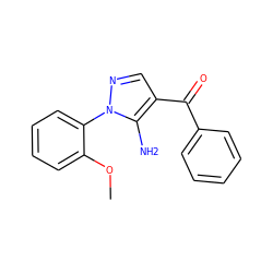 COc1ccccc1-n1ncc(C(=O)c2ccccc2)c1N ZINC000013683009