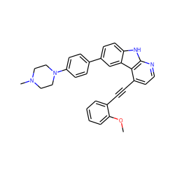 COc1ccccc1C#Cc1ccnc2[nH]c3ccc(-c4ccc(N5CCN(C)CC5)cc4)cc3c12 ZINC000147247503