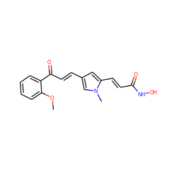 COc1ccccc1C(=O)/C=C/c1cc(/C=C/C(=O)NO)n(C)c1 ZINC000013643591