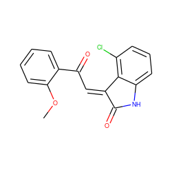 COc1ccccc1C(=O)/C=C1/C(=O)Nc2cccc(Cl)c21 ZINC000101412690