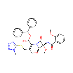 COc1ccccc1C(=O)N[C@]1(OC)C(=O)N2C(C(=O)OC(c3ccccc3)c3ccccc3)=C(CSc3nnnn3C)CO[C@@H]21 ZINC000026470377