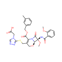 COc1ccccc1C(=O)N[C@]1(OC)C(=O)N2C(C(=O)OCc3cccc(C)c3)=C(CSc3nncn3CC(=O)O)CO[C@@H]21 ZINC000026404794