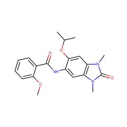 COc1ccccc1C(=O)Nc1cc2c(cc1OC(C)C)n(C)c(=O)n2C ZINC000653833415