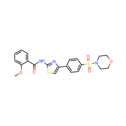 COc1ccccc1C(=O)Nc1nc(-c2ccc(S(=O)(=O)N3CCOCC3)cc2)cs1 ZINC000008914346