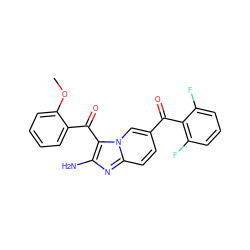 COc1ccccc1C(=O)c1c(N)nc2ccc(C(=O)c3c(F)cccc3F)cn12 ZINC000014945533