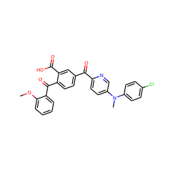 COc1ccccc1C(=O)c1ccc(C(=O)c2ccc(N(C)c3ccc(Cl)cc3)cn2)cc1C(=O)O ZINC000164820755