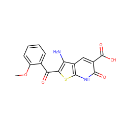 COc1ccccc1C(=O)c1sc2[nH]c(=O)c(C(=O)O)cc2c1N ZINC000028902840