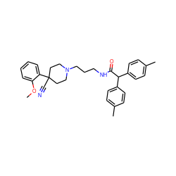 COc1ccccc1C1(C#N)CCN(CCCNC(=O)C(c2ccc(C)cc2)c2ccc(C)cc2)CC1 ZINC000029392790