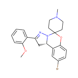 COc1ccccc1C1=NN2[C@@H](C1)c1cc(Br)ccc1OC21CCN(C)CC1 ZINC000008836530