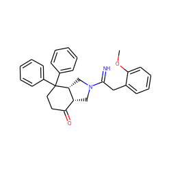 COc1ccccc1CC(=N)N1C[C@@H]2C(=O)CCC(c3ccccc3)(c3ccccc3)[C@@H]2C1 ZINC000003795331