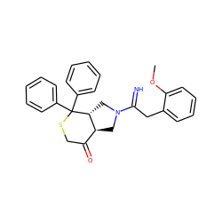 COc1ccccc1CC(=N)N1C[C@H]2C(=O)CSC(c3ccccc3)(c3ccccc3)[C@@H]2C1 ZINC000029340306