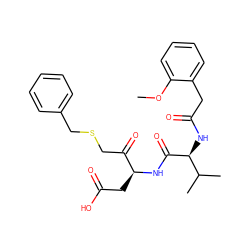 COc1ccccc1CC(=O)N[C@H](C(=O)N[C@@H](CC(=O)O)C(=O)CSCc1ccccc1)C(C)C ZINC000013589578