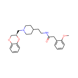 COc1ccccc1CC(=O)NCCC1CCN(C[C@@H]2COc3ccccc3O2)CC1 ZINC000013813598