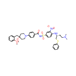 COc1ccccc1CC1(OC)CCN(c2ccc(C(=O)NS(=O)(=O)c3ccc(N[C@H](CCN(C)C)CSc4ccccc4)c([N+](=O)[O-])c3)cc2)CC1 ZINC000095541324