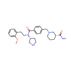 COc1ccccc1CCN(C(=O)c1ccc(CN2CCC[C@@H](C(N)=O)C2)cc1)[C@@H]1CCNC1 ZINC000028823671