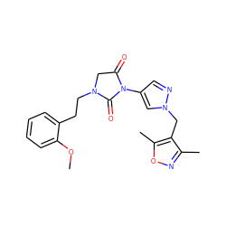 COc1ccccc1CCN1CC(=O)N(c2cnn(Cc3c(C)noc3C)c2)C1=O ZINC000115732994