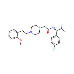 COc1ccccc1CCN1CCC(CC(=O)N[C@@H](c2ccc(F)cc2)C(C)C)CC1 ZINC000200033242