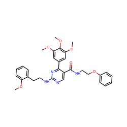 COc1ccccc1CCNc1ncc(C(=O)NCCOc2ccccc2)c(-c2cc(OC)c(OC)c(OC)c2)n1 ZINC000049881557