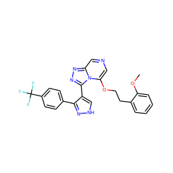 COc1ccccc1CCOc1cncc2nnc(-c3c[nH]nc3-c3ccc(C(F)(F)F)cc3)n12 ZINC001772579529