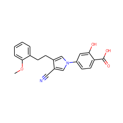 COc1ccccc1CCc1cn(-c2ccc(C(=O)O)c(O)c2)cc1C#N ZINC000200841469