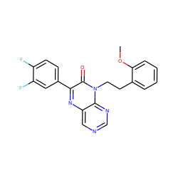 COc1ccccc1CCn1c(=O)c(-c2ccc(F)c(F)c2)nc2cncnc21 ZINC000004238878