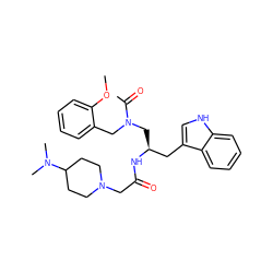 COc1ccccc1CN(C[C@@H](Cc1c[nH]c2ccccc12)NC(=O)CN1CCC(N(C)C)CC1)C(C)=O ZINC000013746504