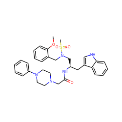 COc1ccccc1CN(C[C@@H](Cc1c[nH]c2ccccc12)NC(=O)CN1CCN(c2ccccc2)CC1)S(C)(=O)=O ZINC000027860911