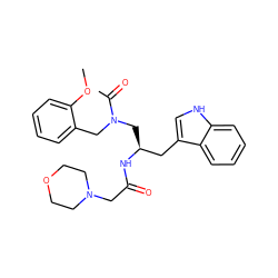 COc1ccccc1CN(C[C@@H](Cc1c[nH]c2ccccc12)NC(=O)CN1CCOCC1)C(C)=O ZINC000013746499