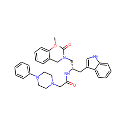 COc1ccccc1CN(C[C@H](Cc1c[nH]c2ccccc12)NC(=O)CN1CCN(c2ccccc2)CC1)C(C)=O ZINC000027851093