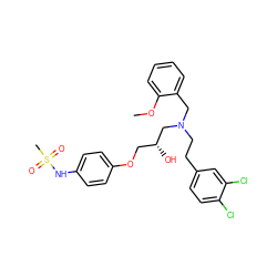 COc1ccccc1CN(CCc1ccc(Cl)c(Cl)c1)C[C@H](O)COc1ccc(NS(C)(=O)=O)cc1 ZINC000049881683