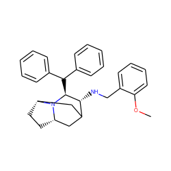 COc1ccccc1CN[C@@H]1C2C[C@@H]3CC[C@H](C2)N3[C@H]1C(c1ccccc1)c1ccccc1 ZINC000022444218