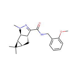 COc1ccccc1CNC(=O)C1=NN(C)[C@@H]2[C@H]3[C@@H](C[C@@H]12)C3(C)C ZINC000103234988