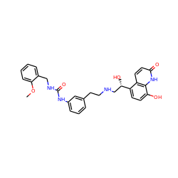 COc1ccccc1CNC(=O)Nc1cccc(CCNC[C@H](O)c2ccc(O)c3[nH]c(=O)ccc23)c1 ZINC000066098956